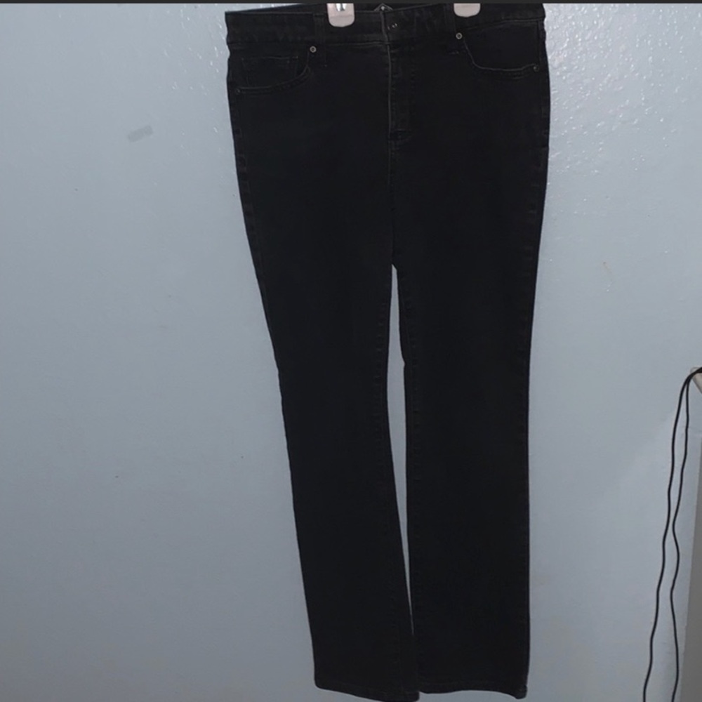 black straight leg jeans